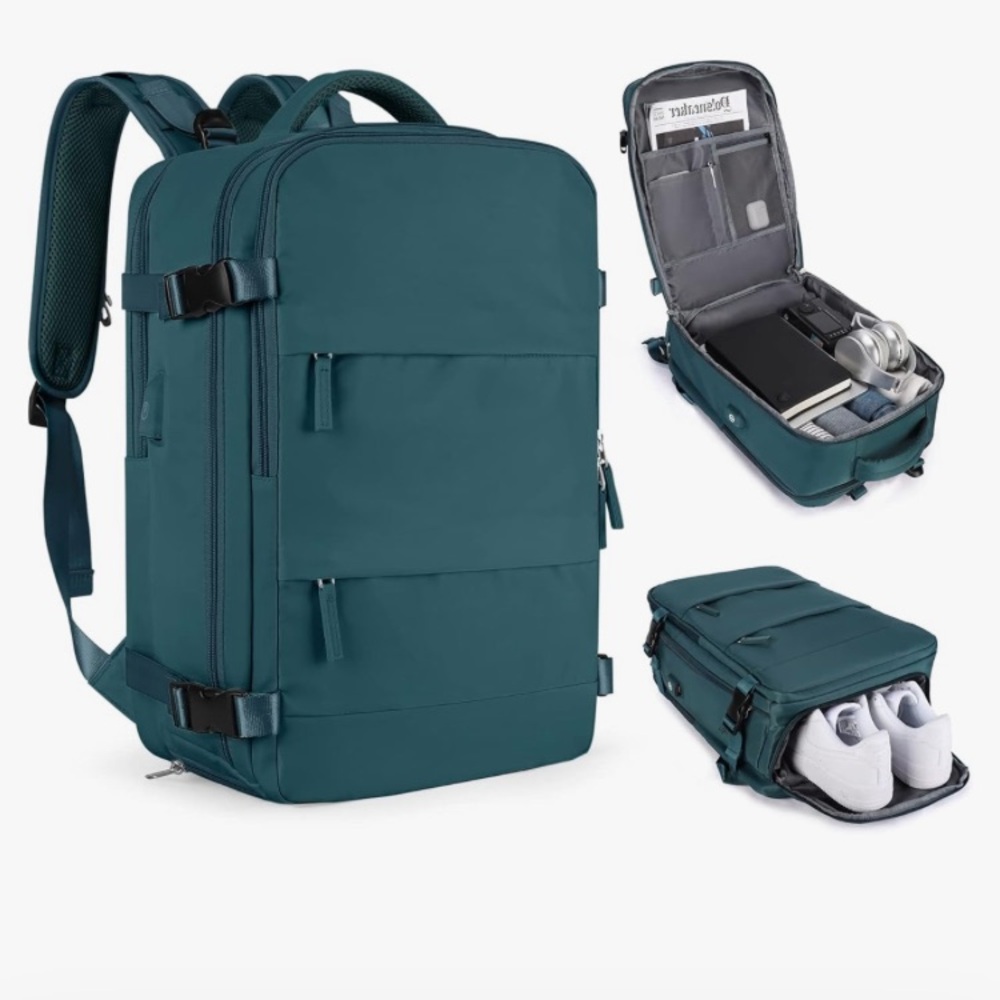 Teal green laptop travel backpack, new with tags